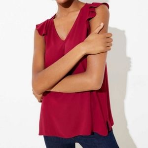 LOFT Lace Back Flutter Cap Sleeve Shell